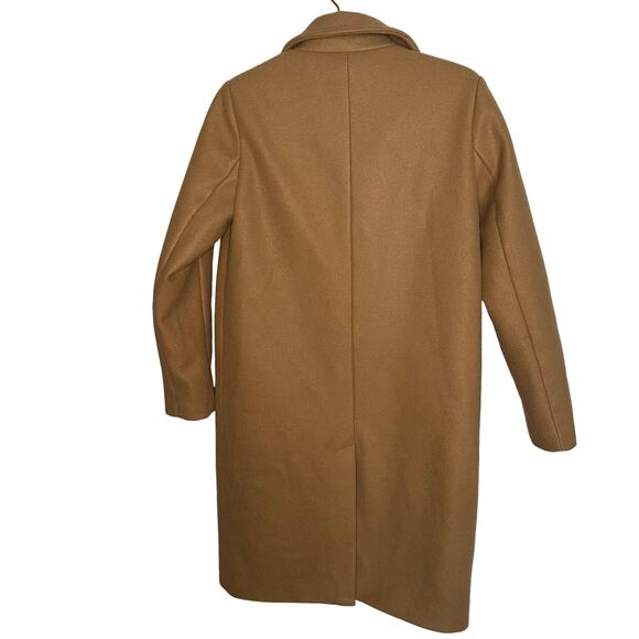 John + Jenn Griffen Camel Woven Tan Exposed Front Snap Closure Coat size Medium - Picture 2 of 14